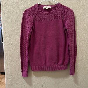 LOFT Purple Crewneck Knit Cottagecore Sweater Women’s Size XS